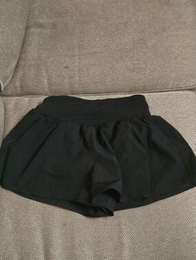 90 Degree By Reflex Black High-Waist Flared Skort Shorts